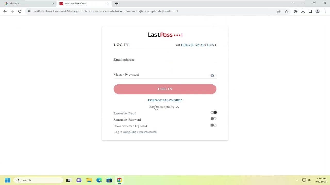 LastPass Chrome Extension