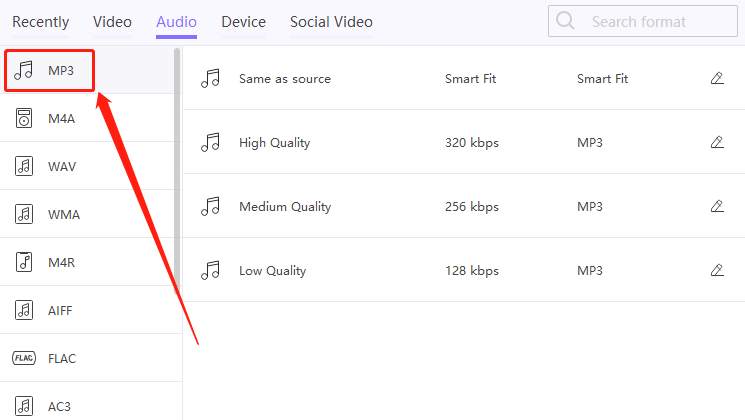 mp3 as output format HitPaw Video Converter
