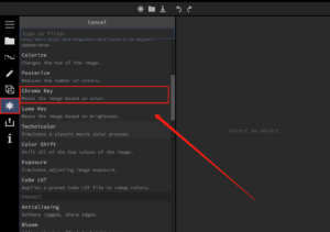 エフェクトアイコンをクリックしてクロマキーを追加します