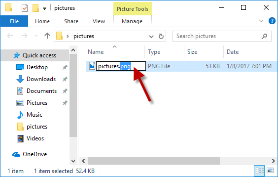 Cambiar el nombre de la extensión del archivo