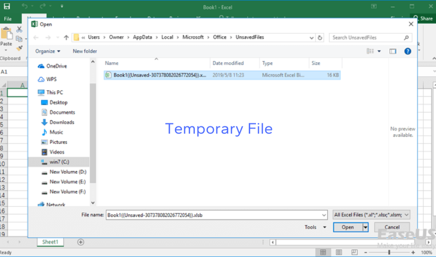 Temporary File excel