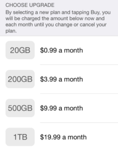 Change your iCloud Plan