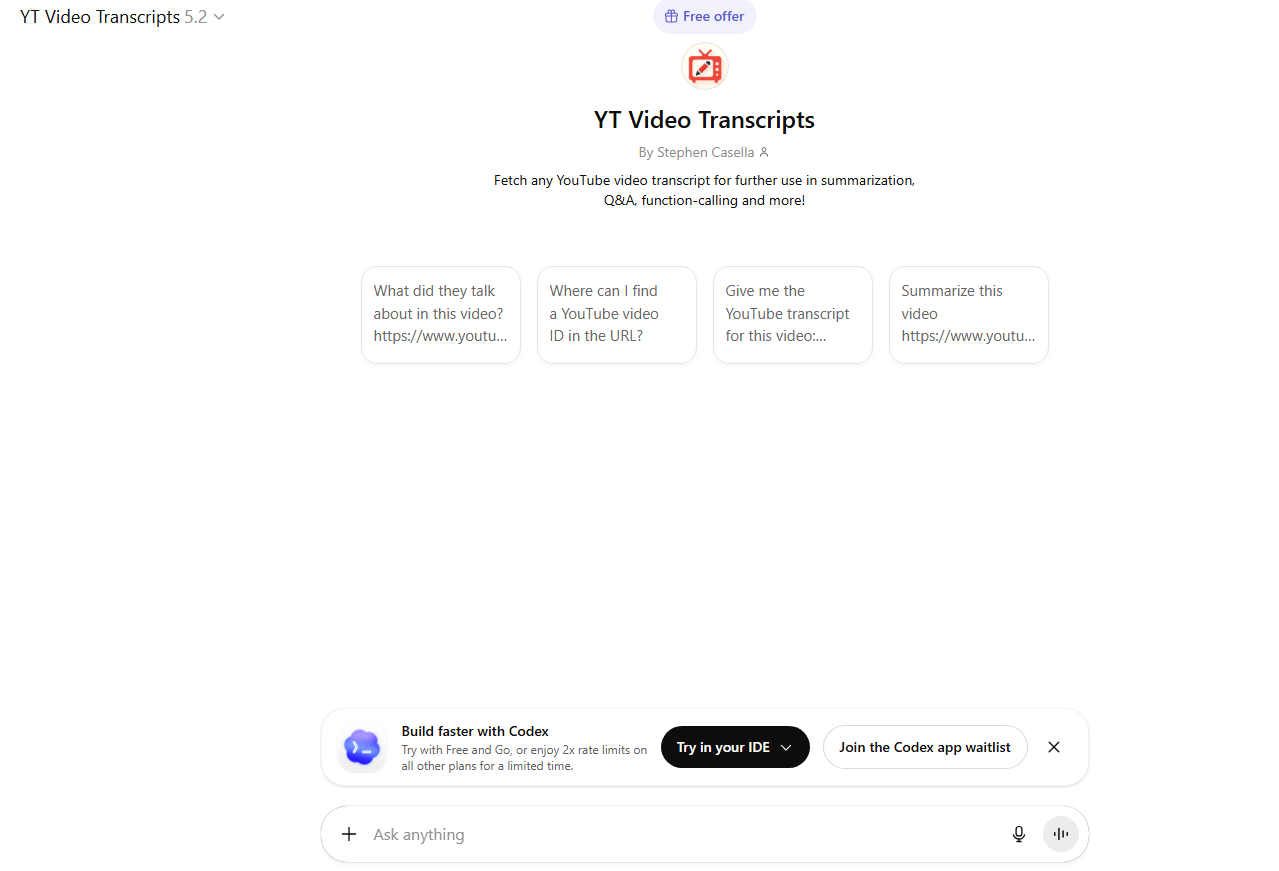 chatgpt youtube transcript