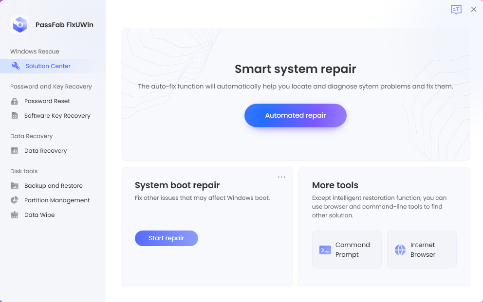 Cliquez sur « Réparation automatisée » pour lancer la réparation.