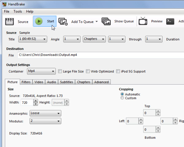 convert ts to mp4 using handbrake