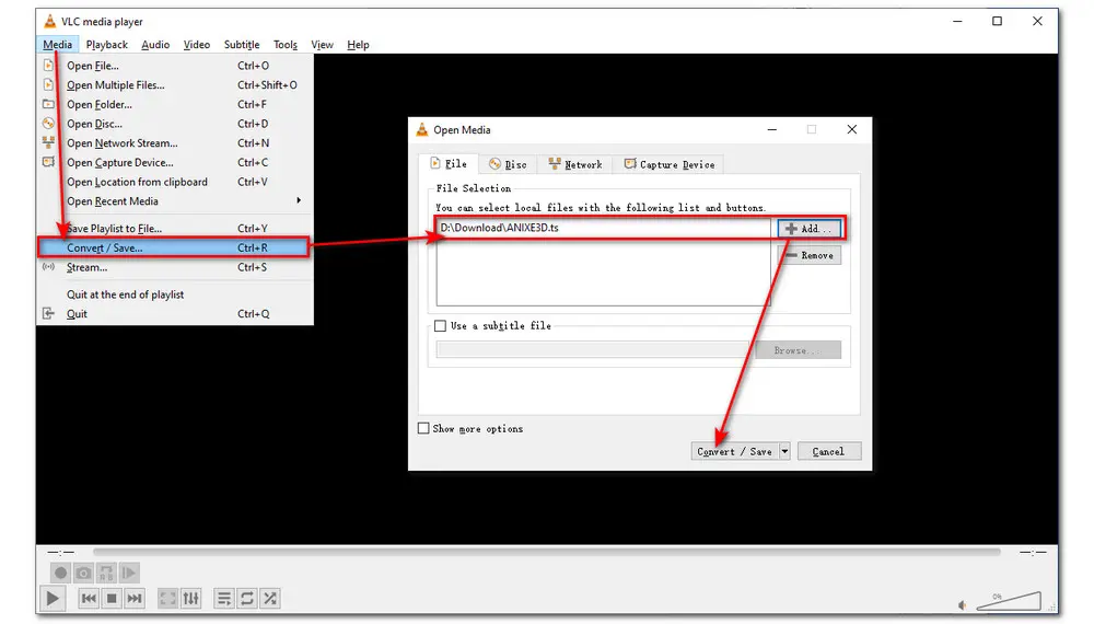 convert ts to mp4 using vlc