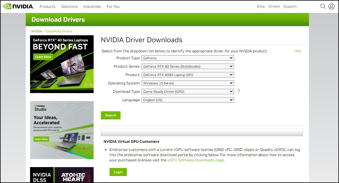 download nvidia drivers