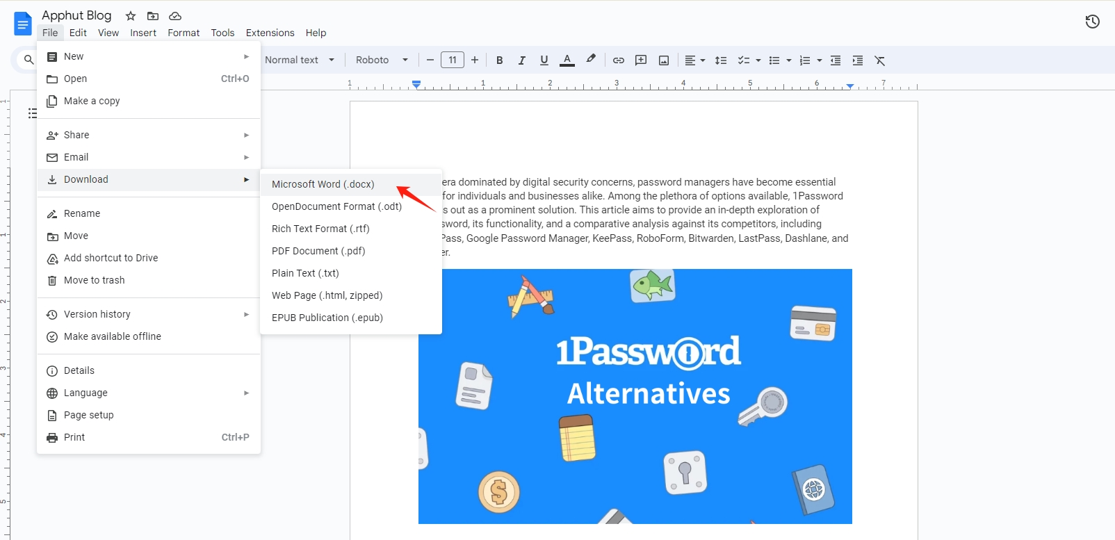 Google-Dokumente als Microsoft Word herunterladen