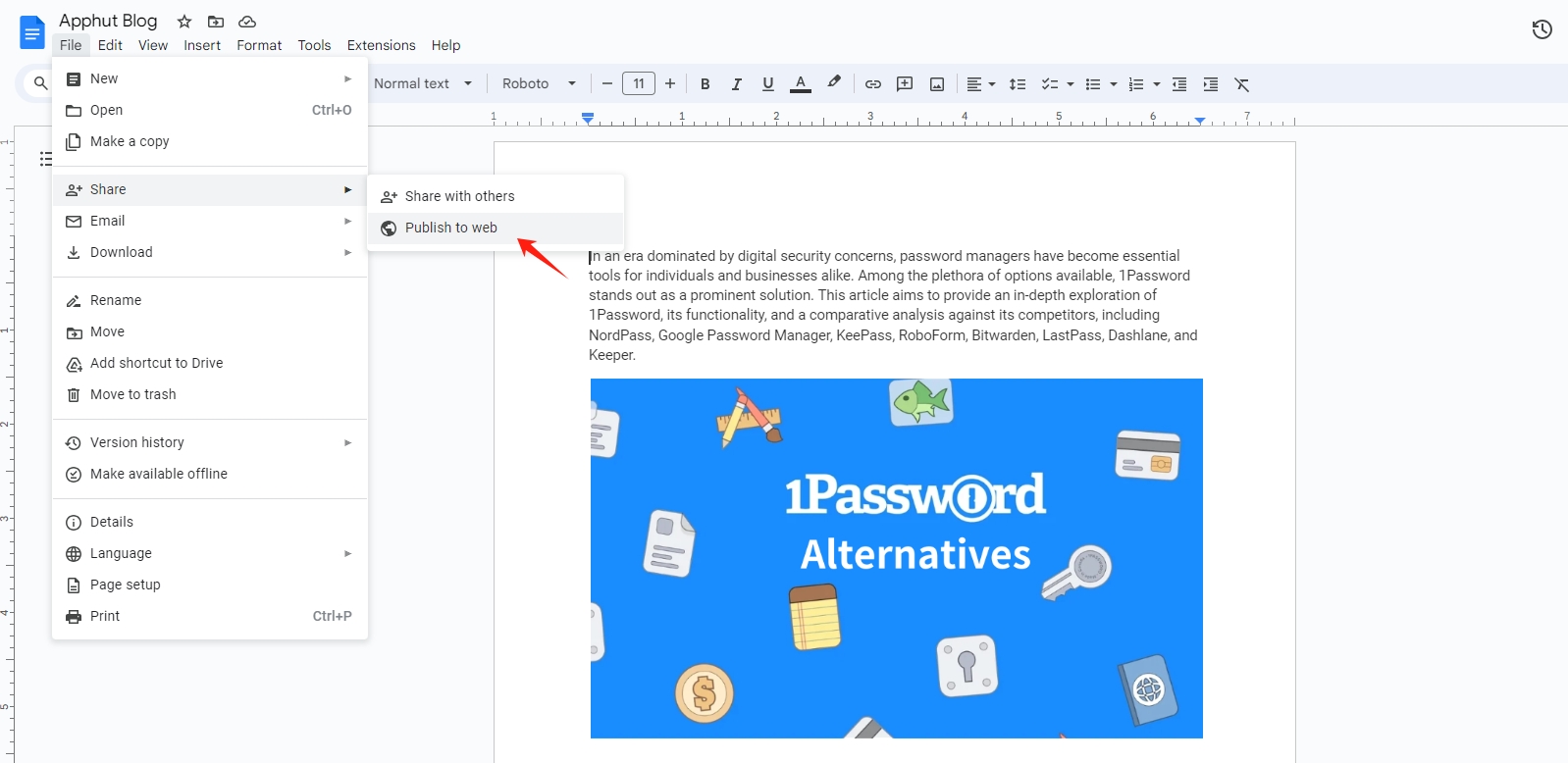 Google Docs publie sur le Web