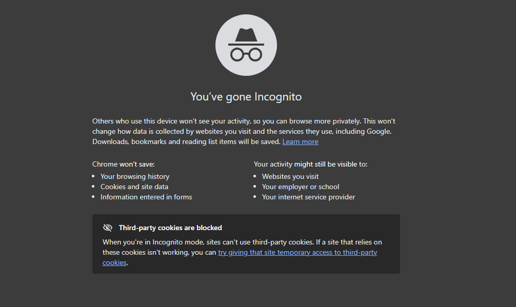 incognito mode