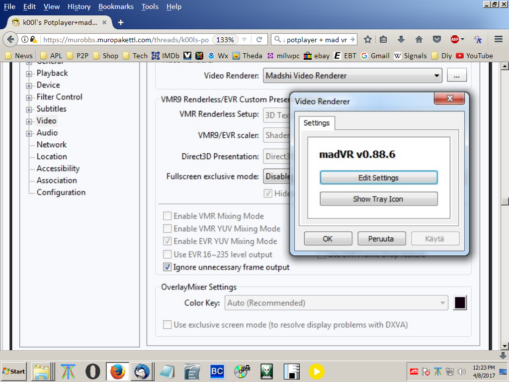 potplayer select madshi video renderer