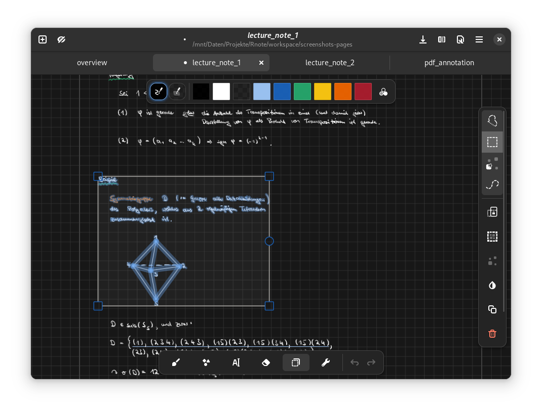 rnote select drawing tool