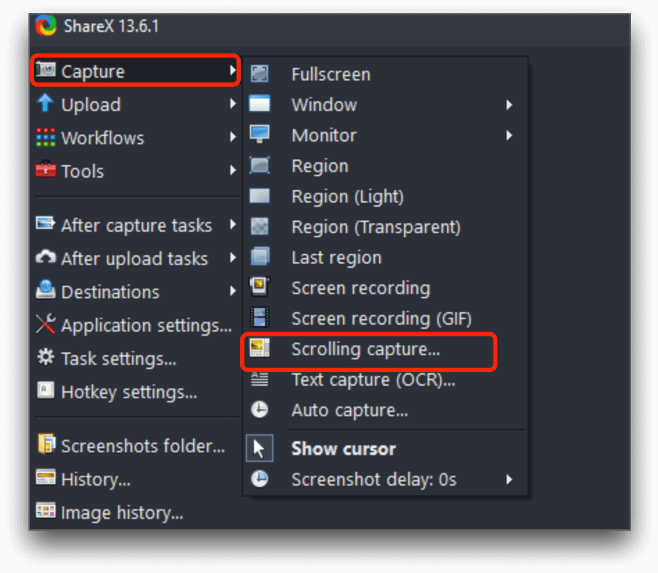 sharex scrolling capture