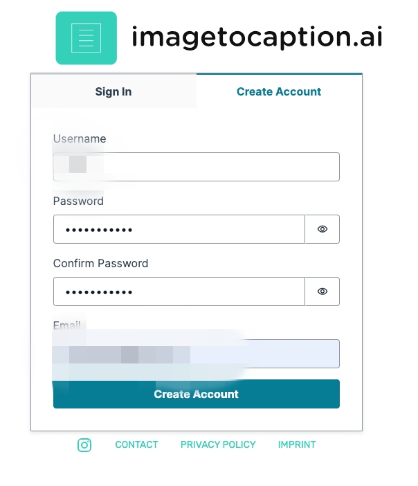 registrarse imagetocaption ai