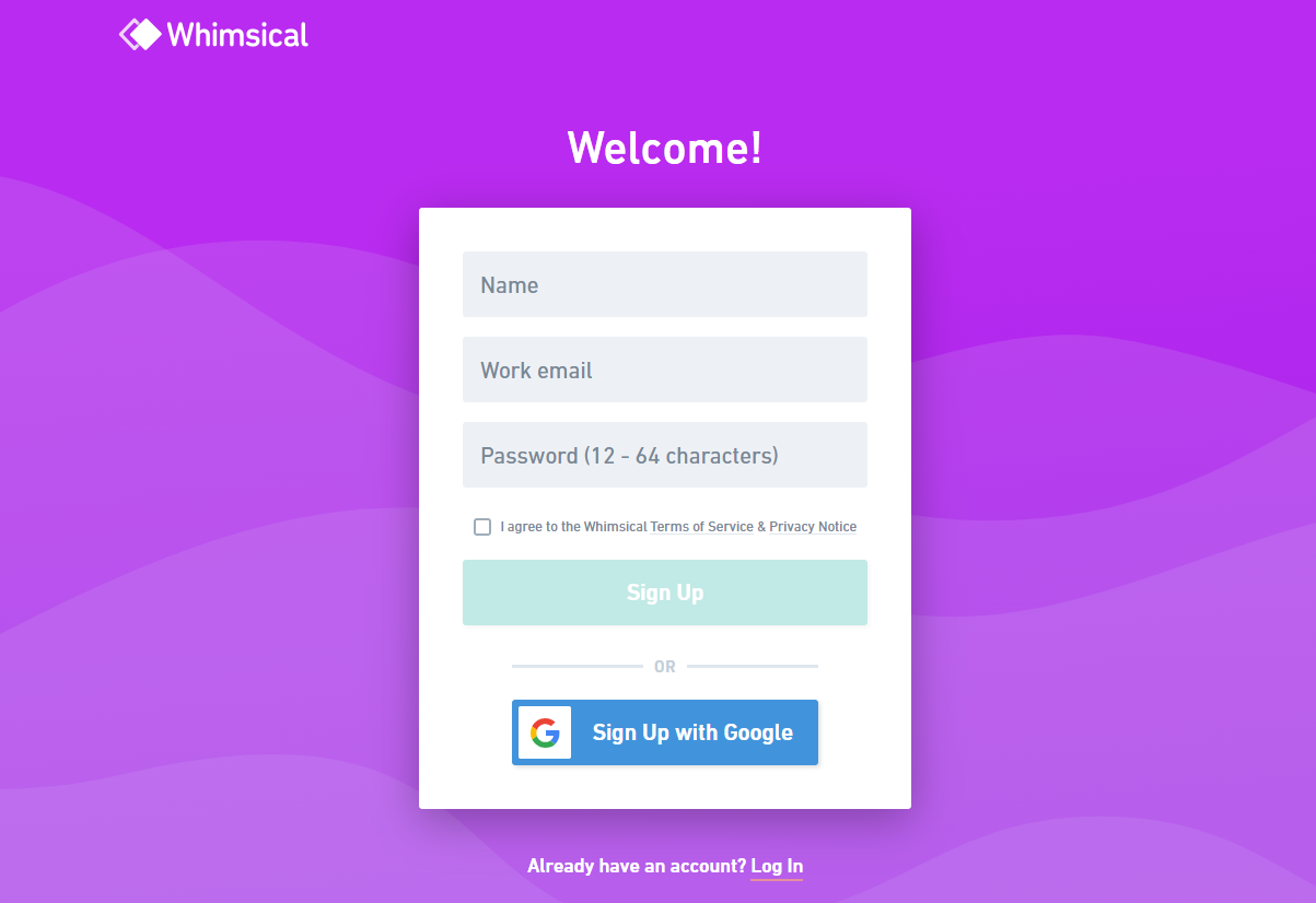 signup whimsical