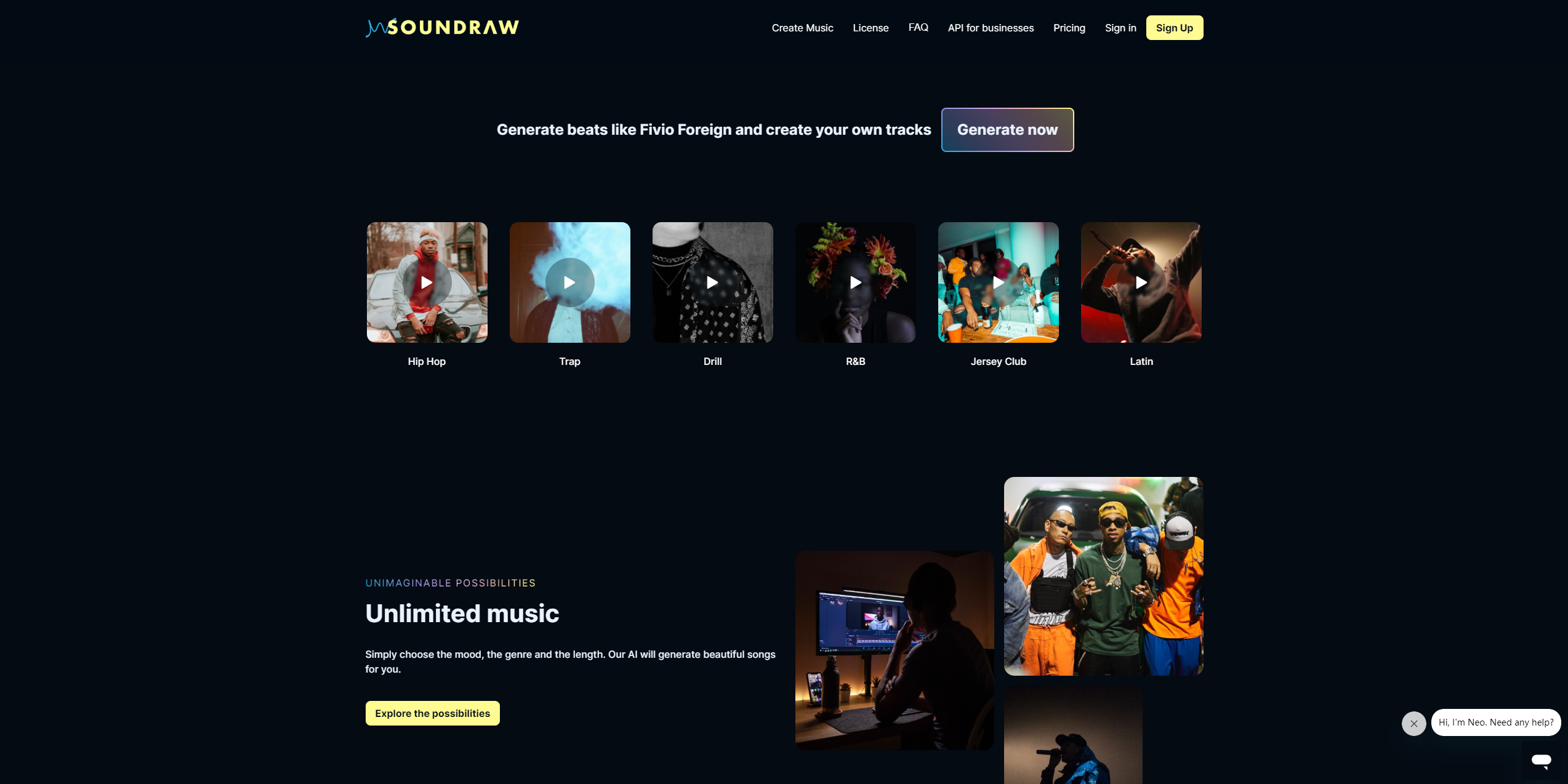 Site officiel de Soundraw