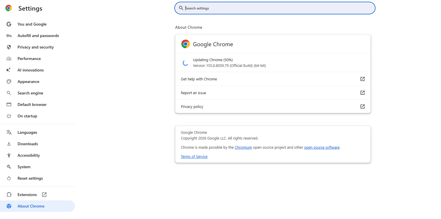 update google chrome